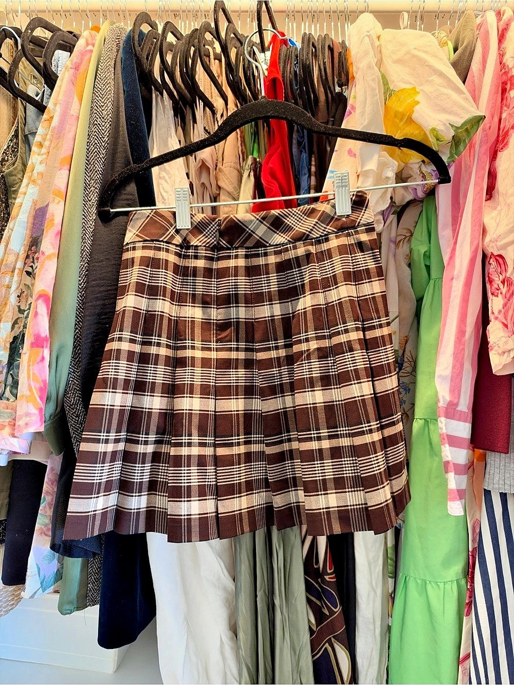Sunday Best Olive Mini Skirt Plaid Brown & White